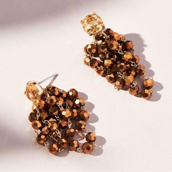 NWT Anthropologie Waterfall Beaded Drop Earrings - Picture 1 of 7